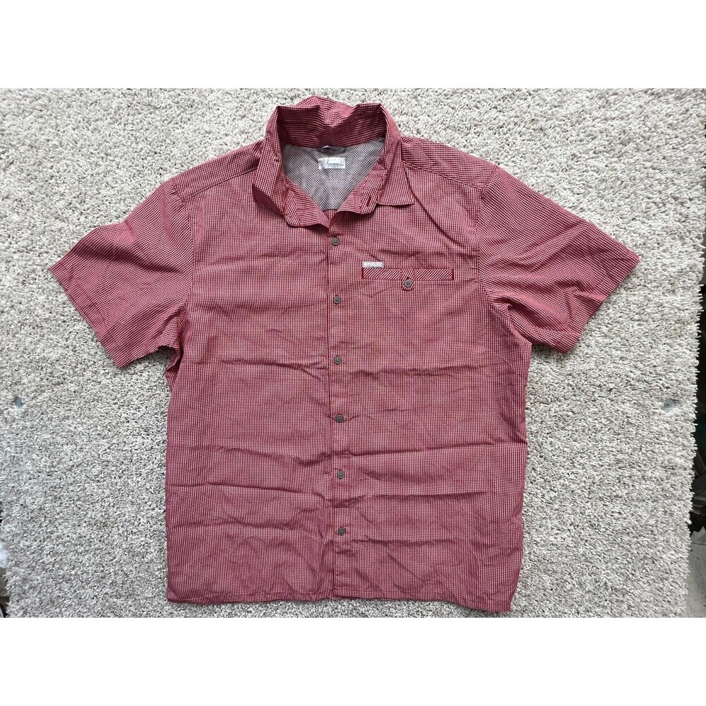 Columbia Men's Super Slack Tide Short Sleeve Shirt L RED COLOR